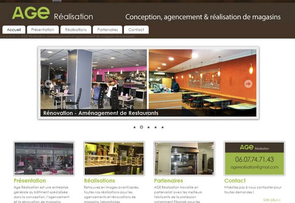 Création du site pour une entreprise en aménagement de magasin