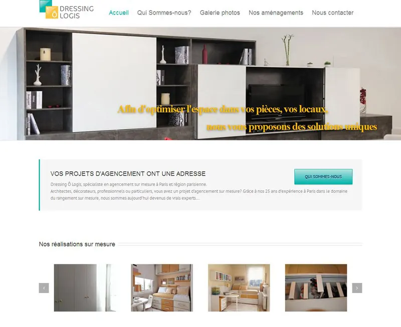 Création d'un site de communication pour agencement de placard Paris