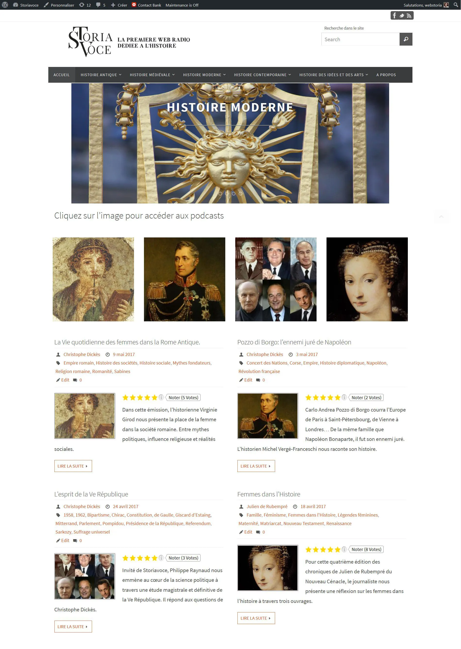 Création Blog  Storiavoce, Christophe Dickès Historien