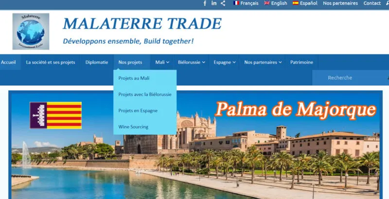 creation site multilingue menu MalaterreTrade
